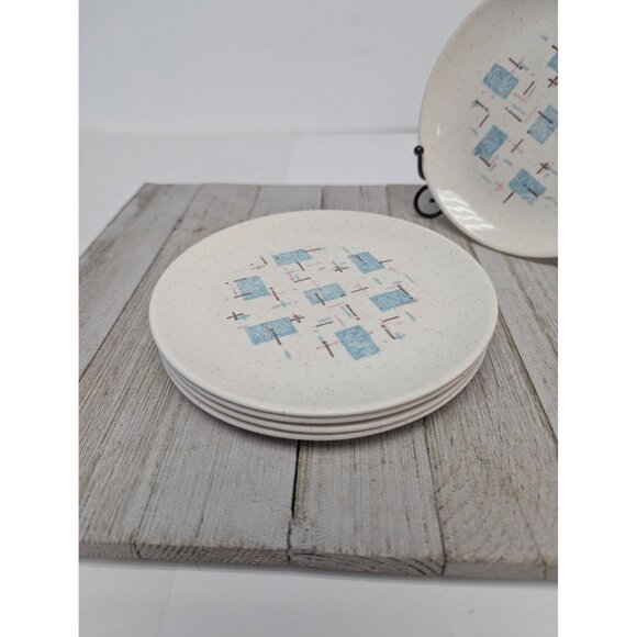 Vintage Set of 5 Vernonware Metlox Heavenly Days 6 1/4” Bread Plates MCM - Picture 2 of 9